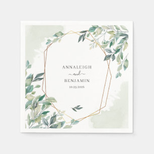 Serviette En Papier Eucalyptus Verdure Botanique Mariage géométrique