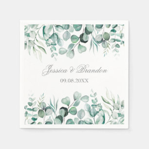 Serviette En Papier Eucalyptus Verdure Custom Boho Rustique Mariage
