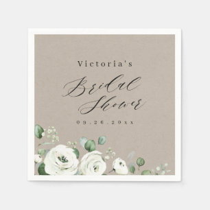 Serviette En Papier Eucalyptus Verdure fleurie rustique nuptiale douch