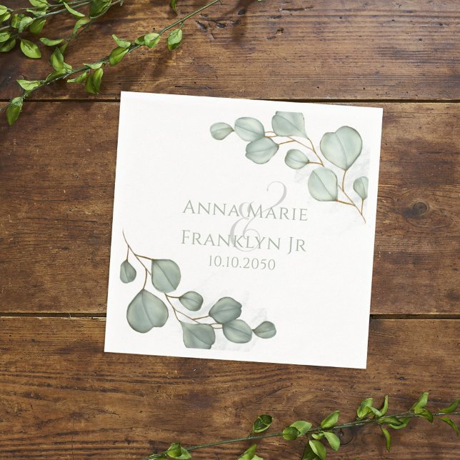 Serviette En Papier Eucalyptus Verdure Mariages Élégant Foliage (Créateur téléchargé)