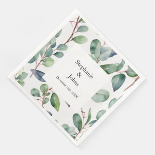 Serviette En Papier Eucalyptus Vert Dusty Bleu Art Simple Mariage