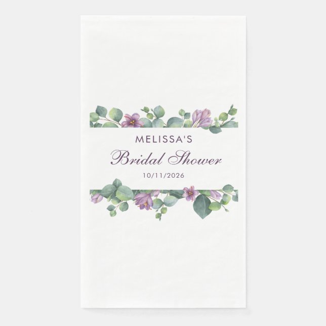 Serviette En Papier Eucalyptus Vert Fête des mariées violet vert (Devant)