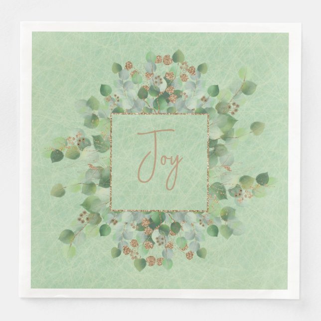 Serviette En Papier Eucalyptus vert Parties scintillant Sparkle Sage B (Devant)