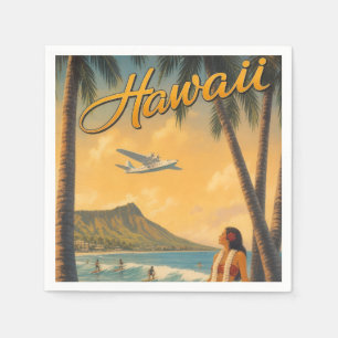 Serviette En Papier Évasion Aloha de la fille Hula Hawaïenne vintage P