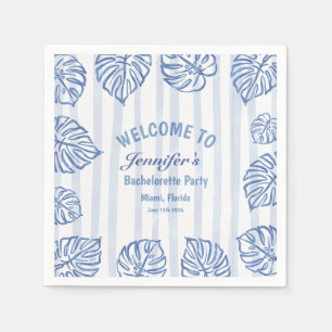 Serviette En Papier EVE DE JEUNE FILLE Plage Feuilles de palmier bleue