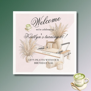 Serviette En Papier Événement d'anniversaire Pilates & Matcha (tout âg