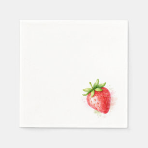 Serviette En Papier Événement de fête mignon aux fraises à l'aquarelle