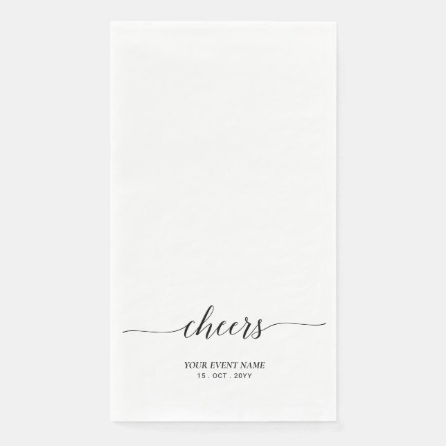 Serviette En Papier Événement de lettrage élégant et noir avec écritur (Devant)