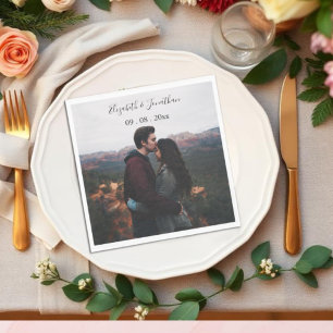 Serviette En Papier Événement de mariage avec photo personnalisée