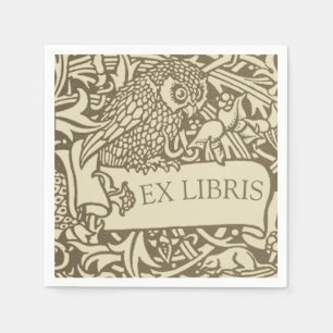 Serviette En Papier Ex-libris de chouette vintage Arts & Crafts Walter