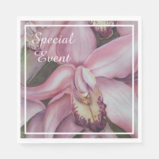 Serviette En Papier Exotic Pink Purple Orchid Party (Devant)