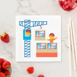 Serviette En Papier Exploitant De Grue Et Travailleur De Construction