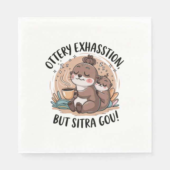 Serviette En Papier Expression de l'Otterie mignonne Sloth et Baby (Devant)