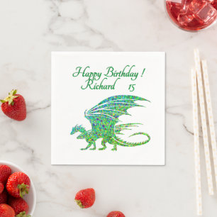 Serviette En Papier Extraordinaire Mosaic Green Dragon Personnel