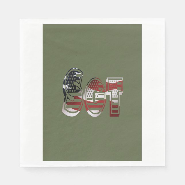 Serviette En Papier Extraordinaire patriotique militaire unique (Devant)