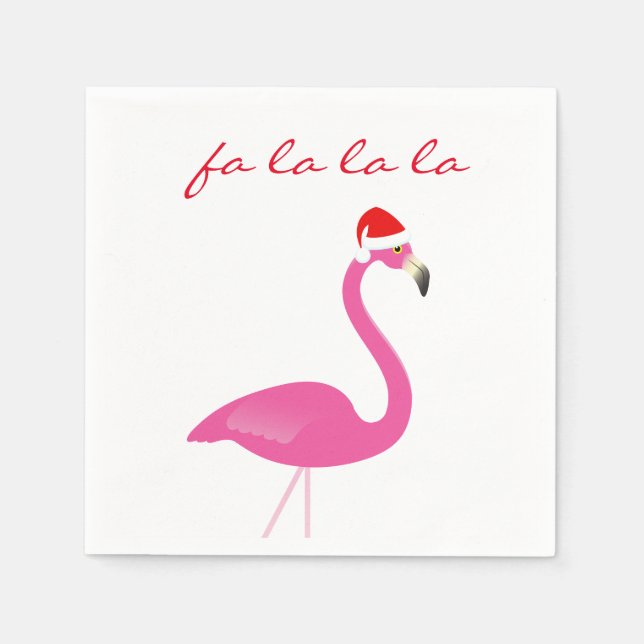 Serviette En Papier Fa la la la Flamant rose Holiday Napkin (Devant)