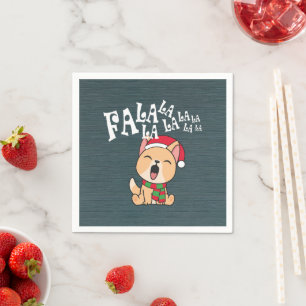 Serviette En Papier Fa La La La La Christmas Chant Chien   Napkin