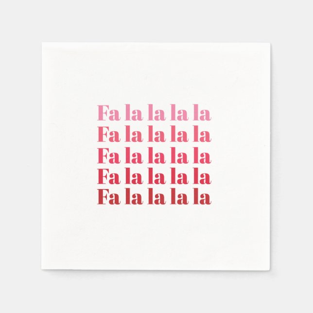 Serviette En Papier "Fa La La" Naples de Noël roses (Devant)
