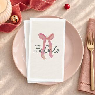 Serviette En Papier Fa La La Noël Ruban Rose