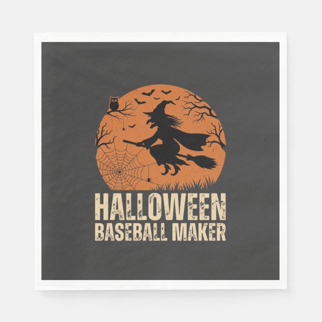 Serviette En Papier Fabricant de baseball Halloween Graphique de sorci (Devant)