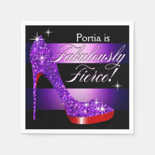 Serviette En Papier Fabulement Fierce Glittery Stiletto Frappe violet
