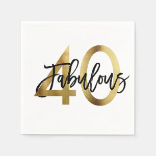 Serviette En Papier Fabuleux 40e Anniversaire d'or chic moderne