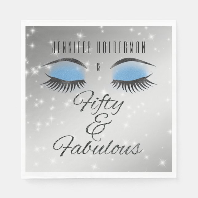 Serviette En Papier Fabuleux 50 Black Blue Glam Eyes Papier serviettes (Devant)