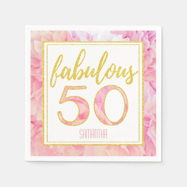 Serviette En Papier Fabuleux 50 Delicate Pink Gold Parties scintillant (Devant)