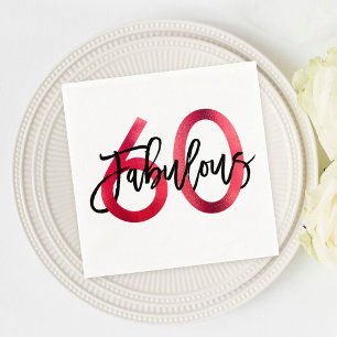 Serviette En Papier Fabuleux 60e Chic Rouge moderne élégant annivers