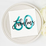 Serviette En Papier Fabuleux 60e | Vert Turquoise Moderne Elégant Anni<br><div class="desc">Célébrez votre fabuleuse fête du 60e anniversaire chic avec ces serviettes de fête modernes et élégantes avec le lettrage main brosse et le design turquoise vert / noir pour les femmes. La couleur Arrière - plan peut être changée sous "customiser plus loin". Une partie de la collection "Fabulous 60th".</div>