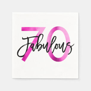 Serviette En Papier Fabuleux 70e   Anniversaire moderne élégant rose c