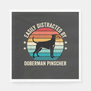 Serviette En Papier Facilement distrait par Doberman Pinscher Retro Su