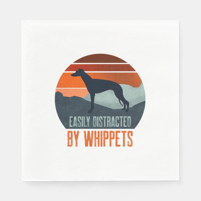Serviette En Papier Facilement Distrait Par La Promenade De Whippets (Devant)