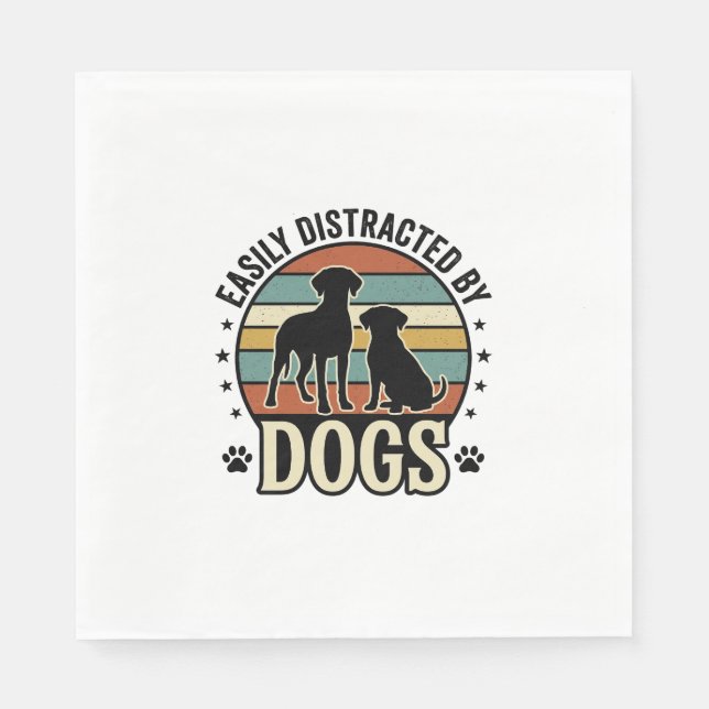 Serviette En Papier Facilement distrait par les chiens Design silhouet (Devant)