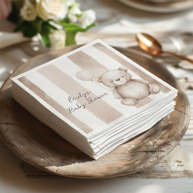 Serviette En Papier Faire Attendre Douce Fête de Naissance Ourson (Créateur téléchargé)