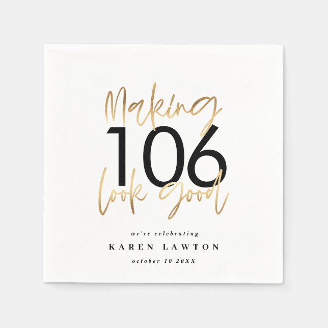 Serviette En Papier Faire bonne apparence or fête d'anniversaire servi (Devant)