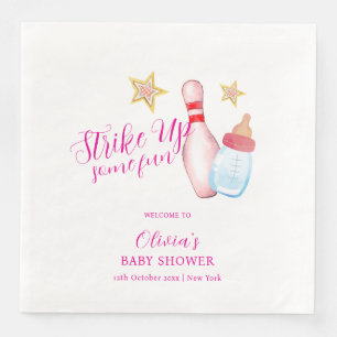 Serviette En Papier Faire la fête en rose Bowling Baby Shower Bienvenu