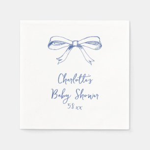 Serviette En Papier Faire-part de Baby Shower Coquette Bleu à l'écritu