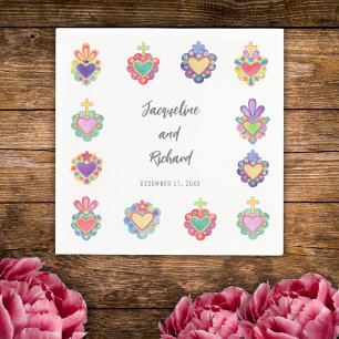 Serviette En Papier Faire-part de mariage cardiaque mexicaine