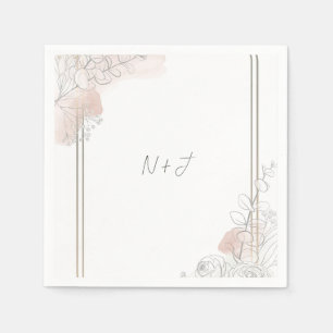 Serviette En Papier Faire-part de mariage floral sauge et rose Botanic