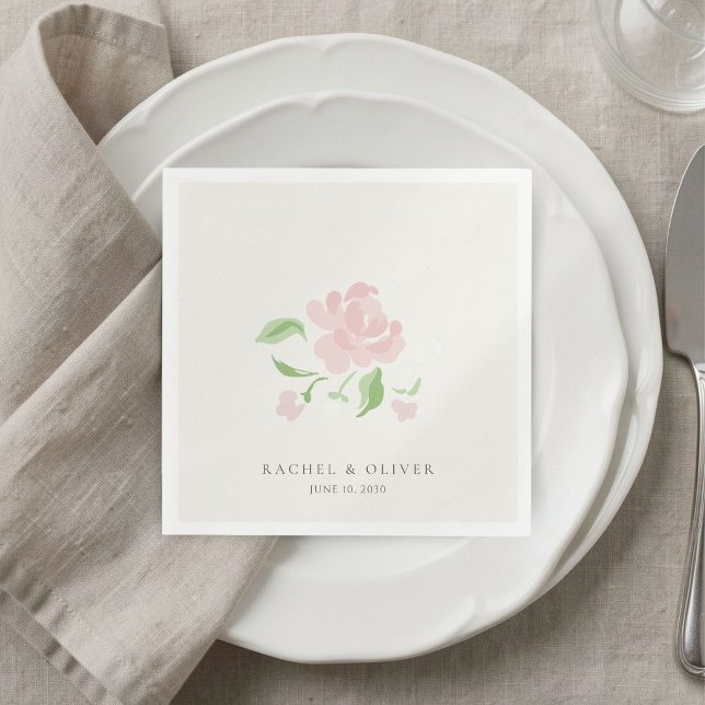 Serviette En Papier Faire-part de mariage Ivory | Chic Blush Rose  (Créateur téléchargé)