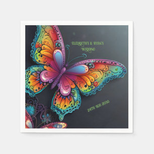 Serviette En Papier Faire-part de mariage Romantique Papillon Capriceu