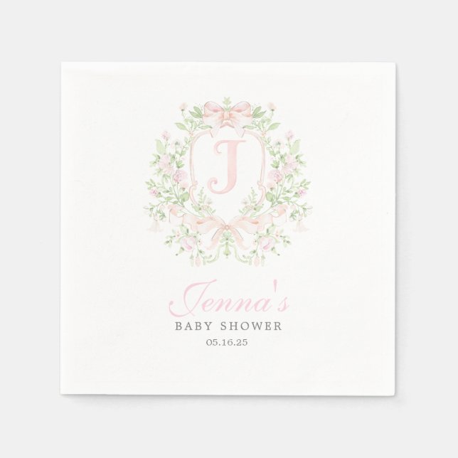 Serviette En Papier Faire-part de naissance Préparatoire avec blason (Devant)