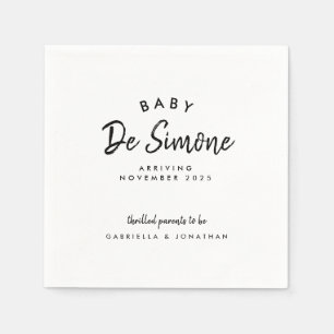 Serviette En Papier Faire-part moderne de grossesse noire blanche