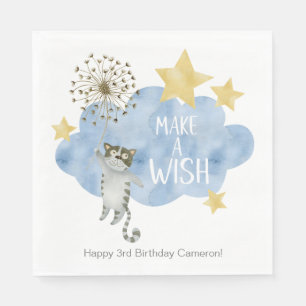 Serviette En Papier Faire un vœu Chat Étoile Nuage Anniversaire Tout Â
