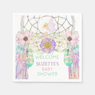 Serviette En Papier Fairy Dream Catcher Plumes Lavande Pink Mint