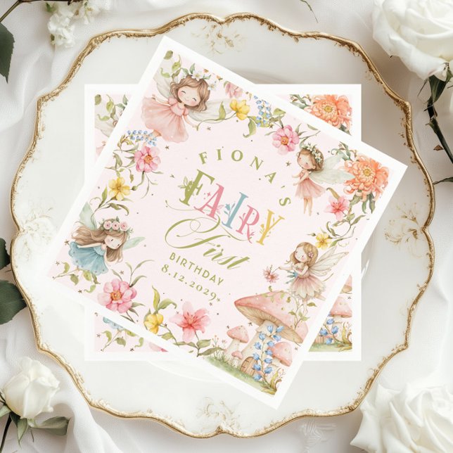 Serviette En Papier Fairy First Birthday Enchanted Garden Bright (Créateur téléchargé)