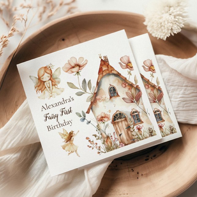 Serviette En Papier Fairy First Birthday Woodland Floral (Créateur téléchargé)