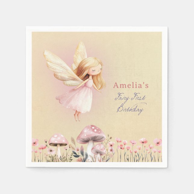 Serviette En Papier Fairy First Cute Girl's 1st Birthday Party (Devant)