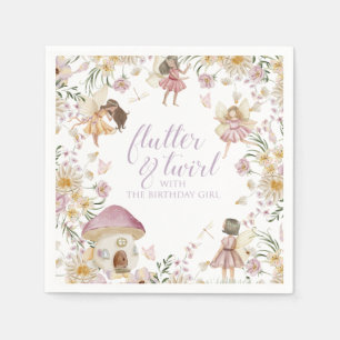 Serviette En Papier Fairy fleur sauvage anniversaire